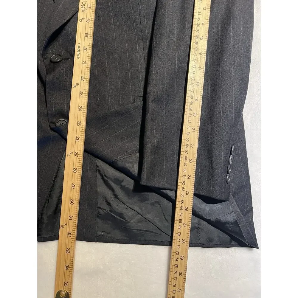 Hart Schaffner Marx Gold Trumpeter 43L 38x30 Gray Stripe Suit Virgin Wool - Picture 13 of 16